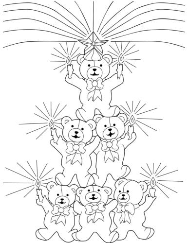 Christmas Teddy Bear Coloring Page