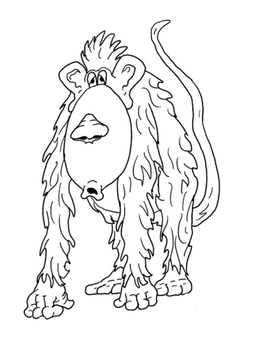 Hairy Monkey Colouring Page