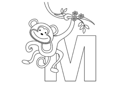 M For Monkey Coloring Page