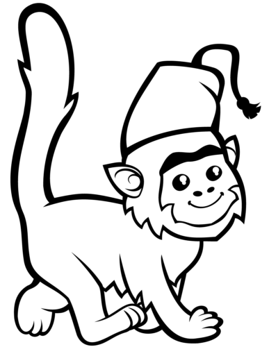 Monkey In Fez Coloring Page Monkey In Fez Coloring Page