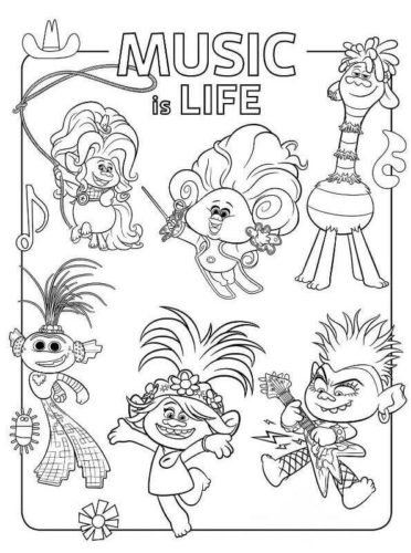 Trolls 2 Coloring Pages Printable