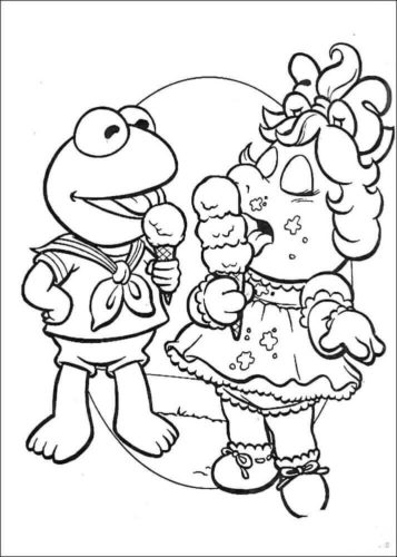 Baby Kermit and Miss Piggy Eating Ice Cream