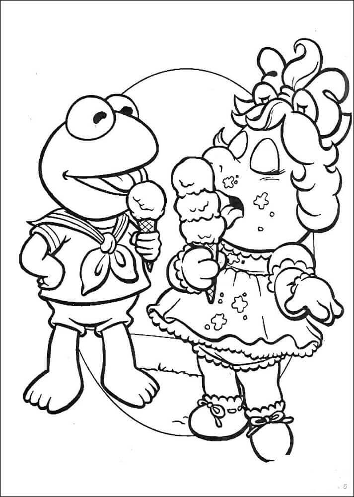 Baby Kermit and Miss Piggy Eating Ice Cream
