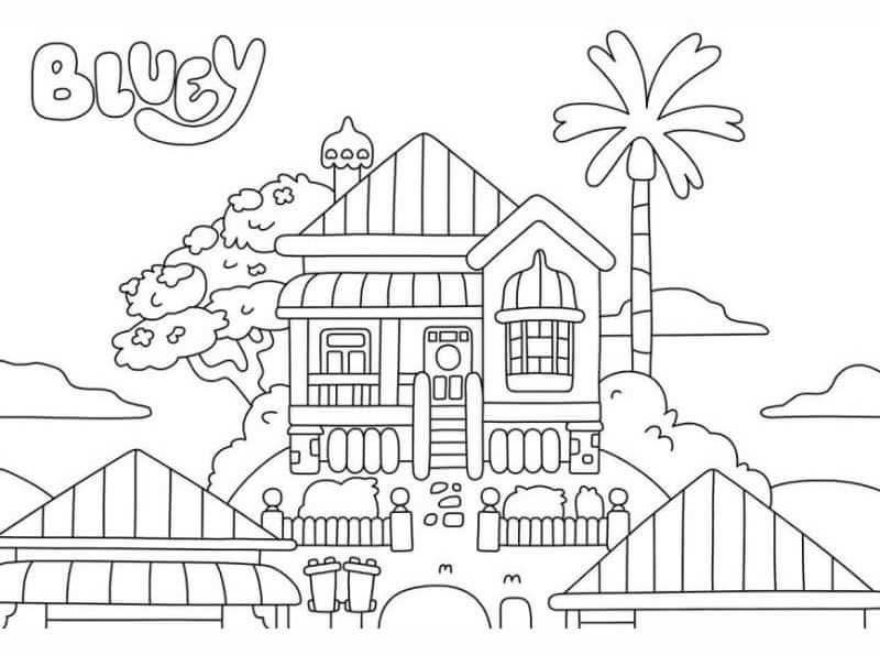 Bluey House Coloring Page