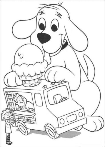 Clifford Ice Cream Coloring Page