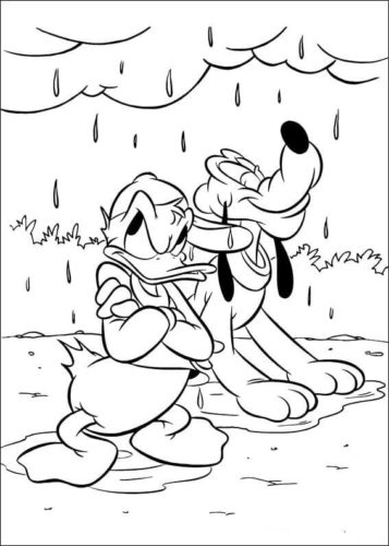 Donald And Pluto Coloring Page