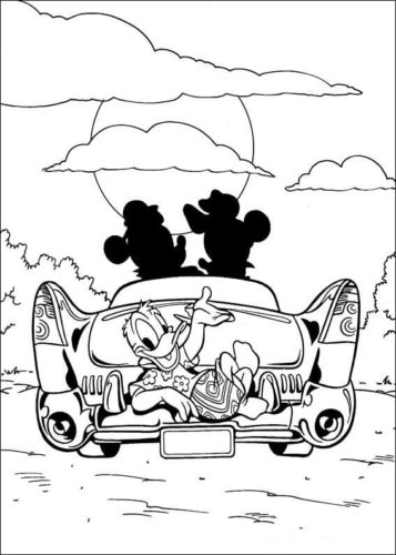 Donald With Mickey And Minnie Coloring Page