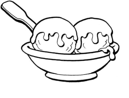 Ice Cream Bowl Coloring Page