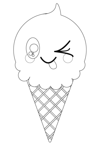 Kawaii Ice Cream Coloring Page