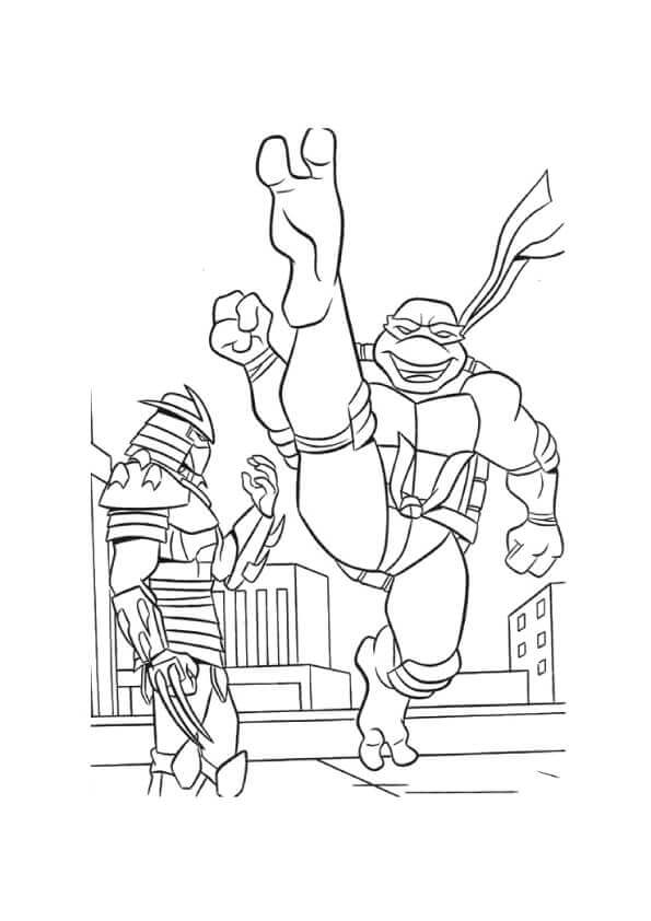 Duel Between Ninja Turtle And Shredder