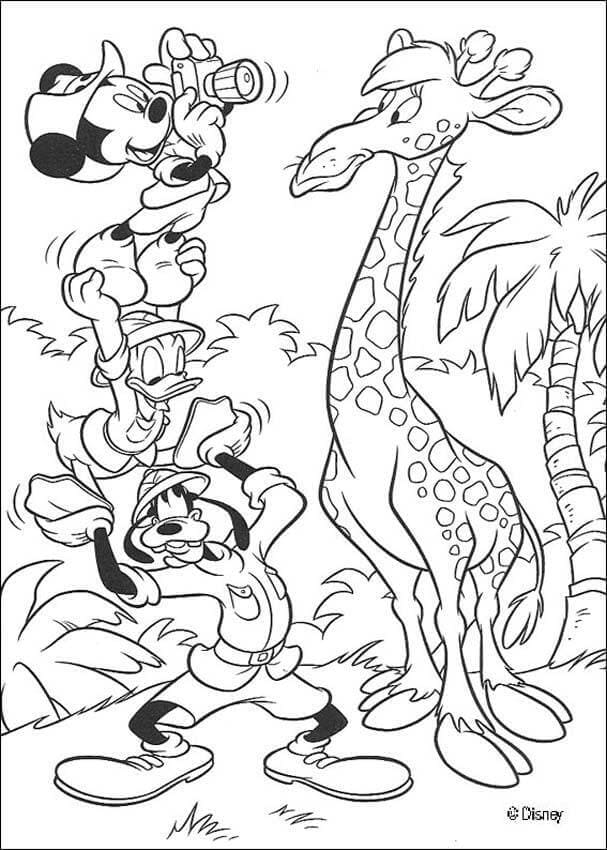 Goofy And Friends On A Safari Coloring Page