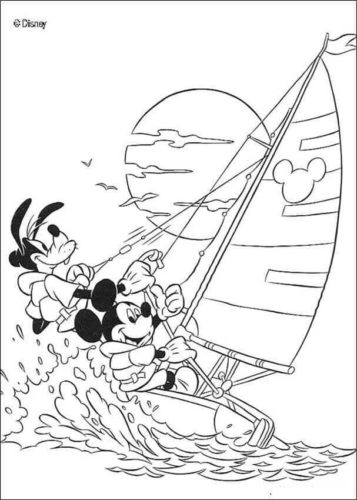 Goofy And Mickey Sailing Coloring Page