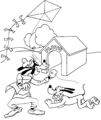 Goofy And Pluto Coloring Page