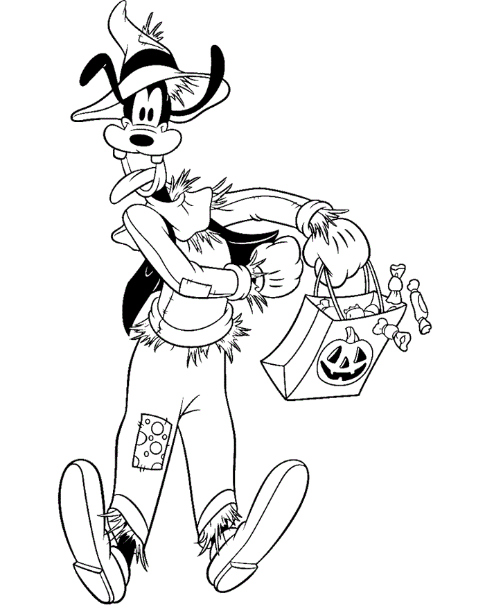 Goofy Halloween Coloring Page