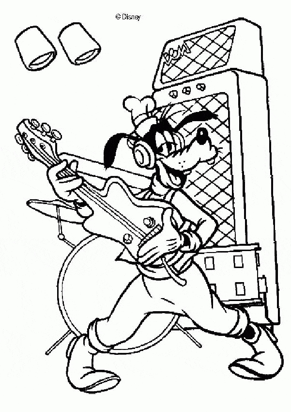 Goofy The Musician Coloring Page
