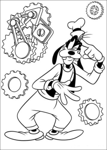 Goofy Thinking Coloring Page