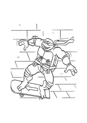 Michelangelo Skating Coloring Page