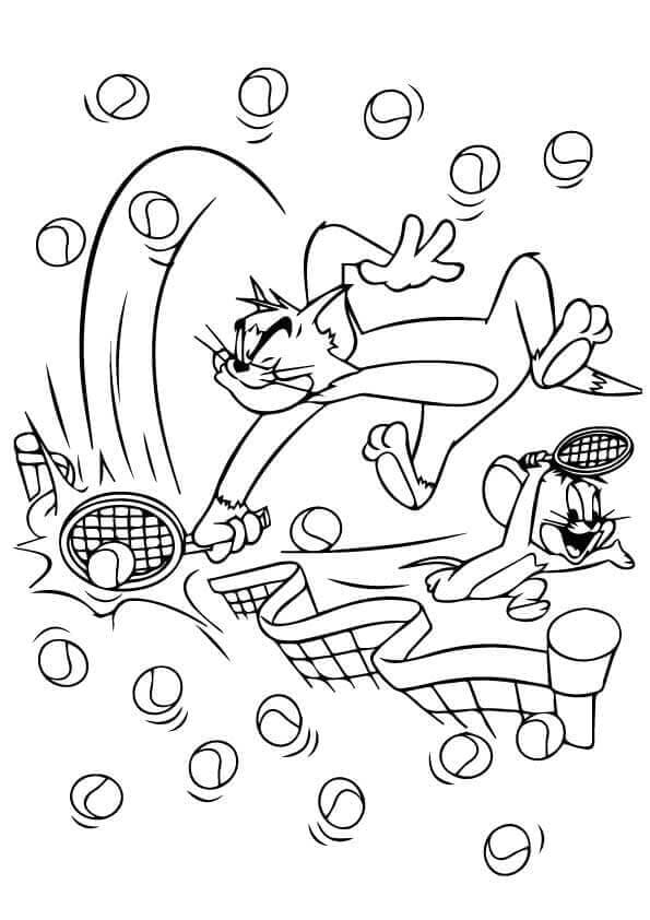 Tom and Jerry Playing Tennis