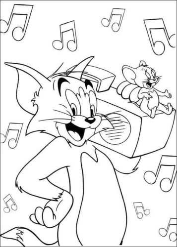 Tom and Jerry enjoying music