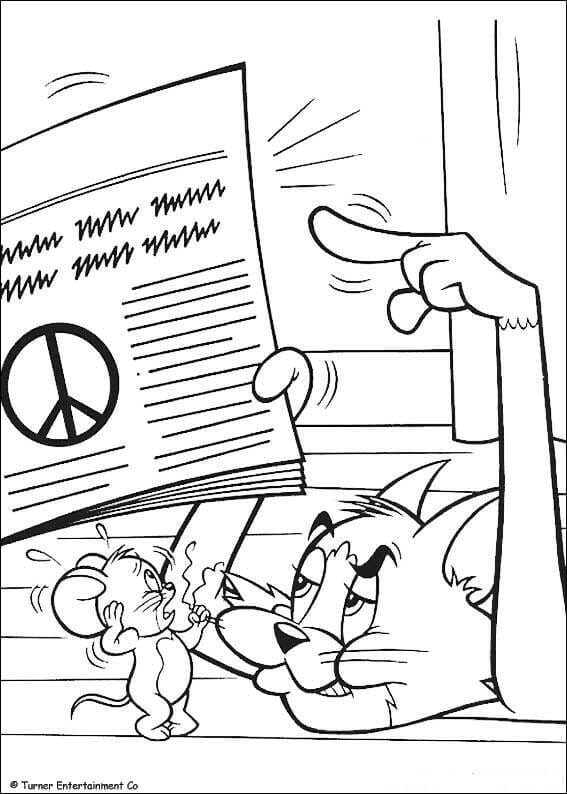 Tom showing Jerry the newspaper