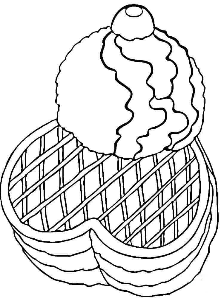 Waffle With Ice Cream Coloring Page
