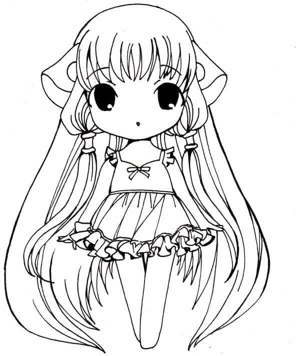 Anime baby girl coloring page