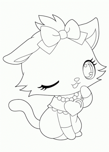 Anime cat coloring page
