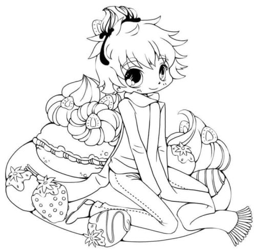 Anime girl coloring page