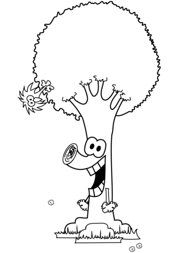 Cartoon bird coloring page