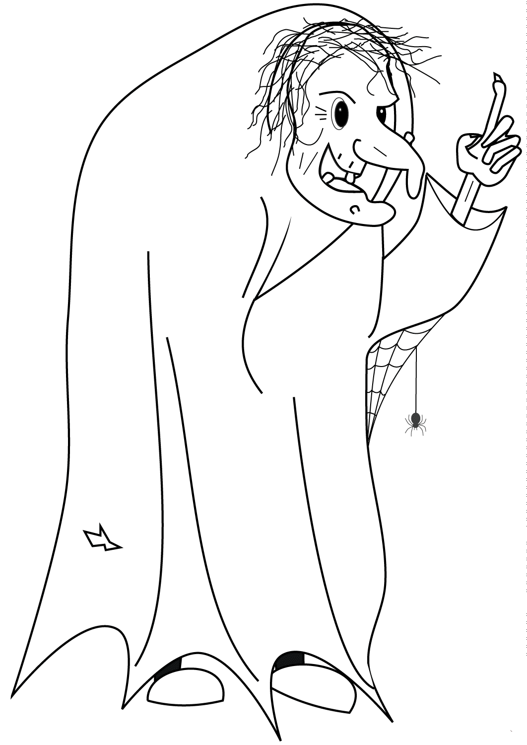 Old witch coloring page