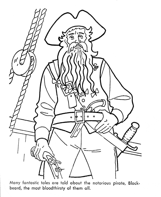 Black Beard pirate coloring page