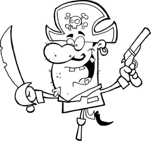 Cartoon pirate coloring page