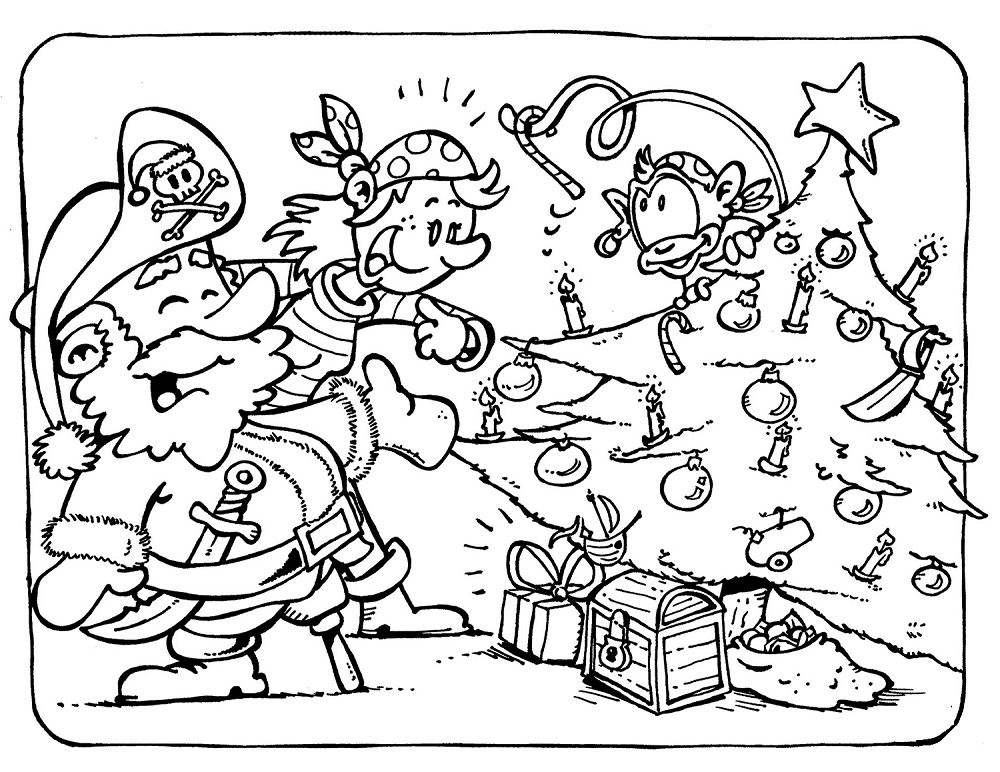 Christmas pirate coloring page