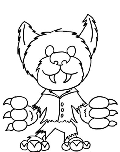 Easy werewolf coloring page for kids