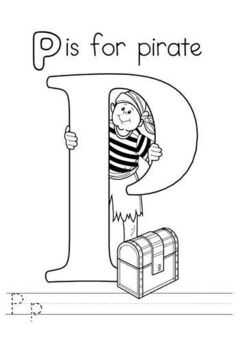 P for Pirate coloring page