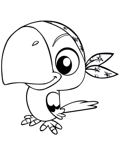 Pirate parrot coloring page 1