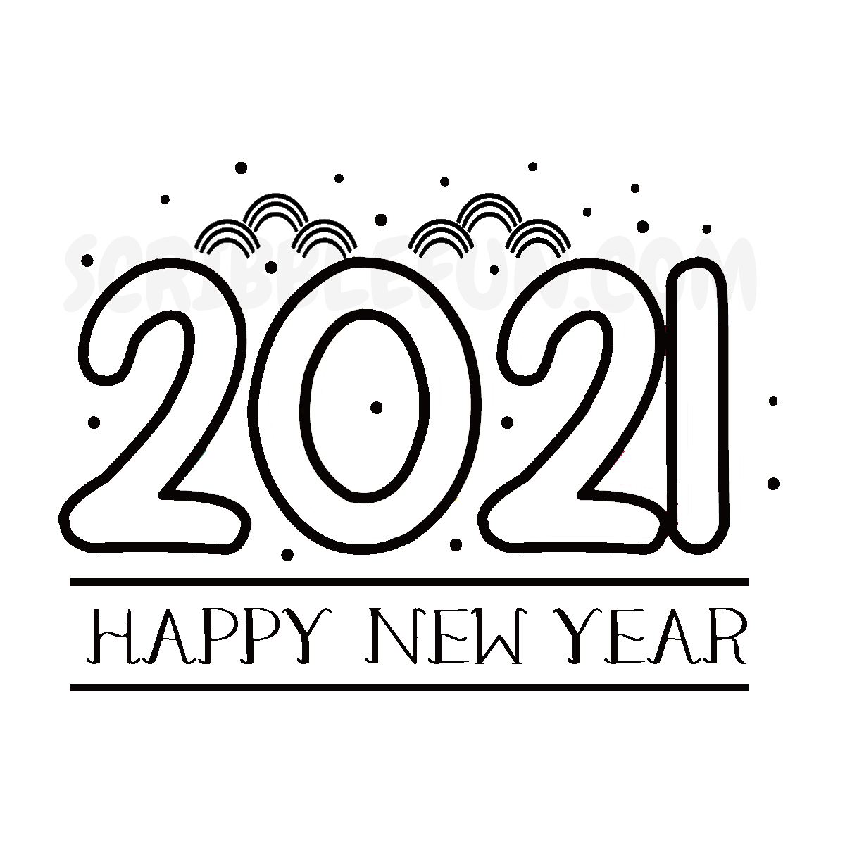2021 New Year coloring pages