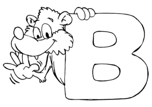 B for bear coloring page