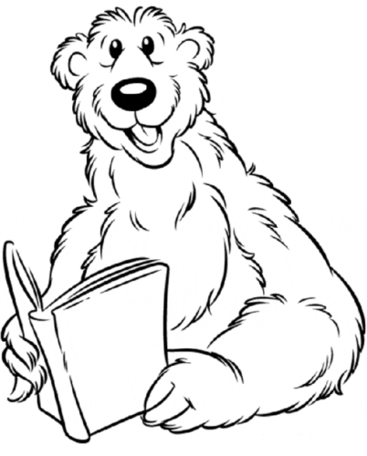 Bear reading a book