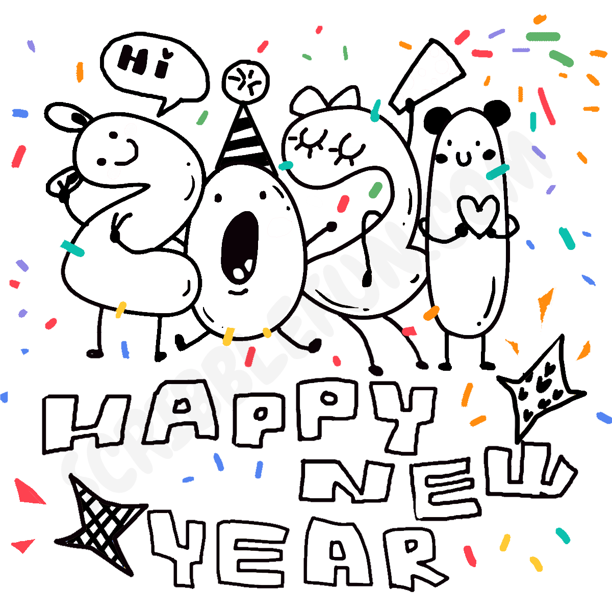 New Year 2021 coloring image
