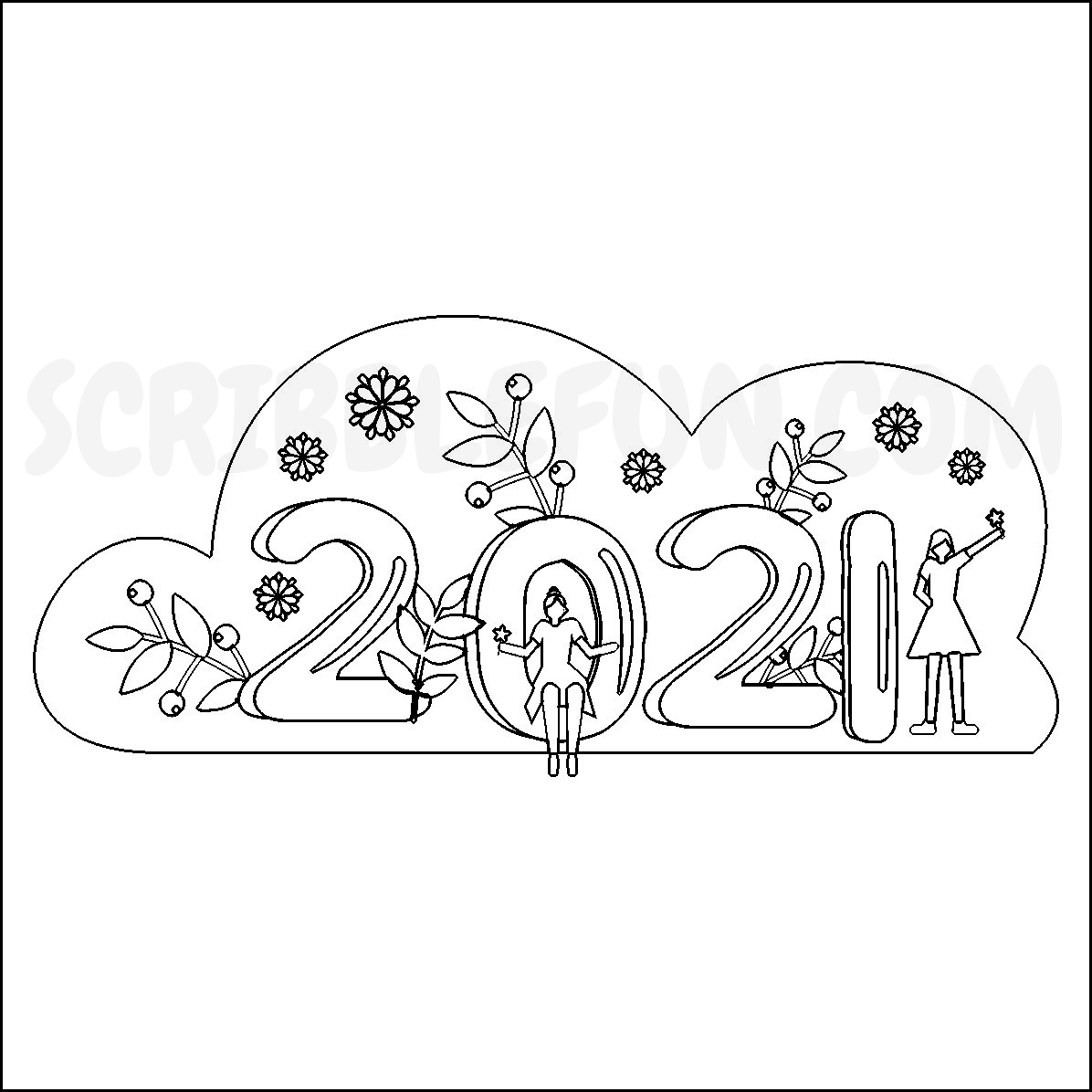 New Year 2021 coloring page printable