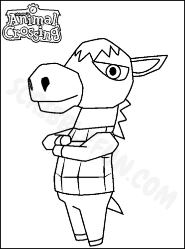 Roscoe from Animal Crossing video game coloring page