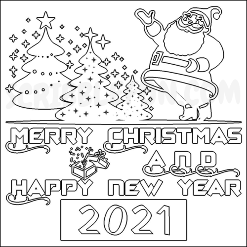 Happy 2021 New Year coloring page