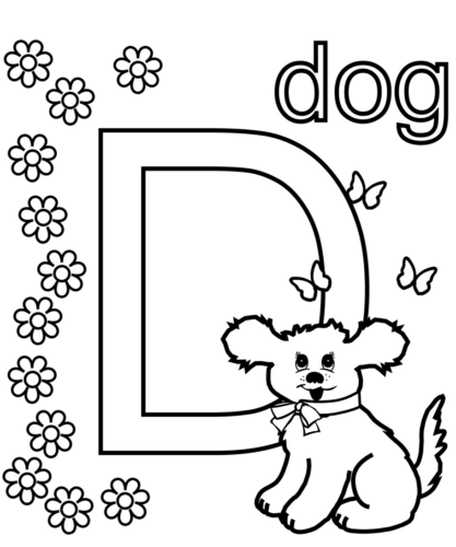 Alphabet D coloring page