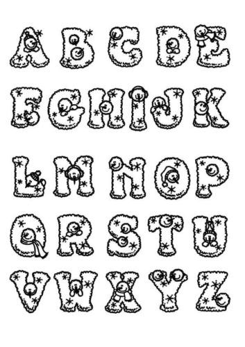 Christmas themed alphabet coloring pages