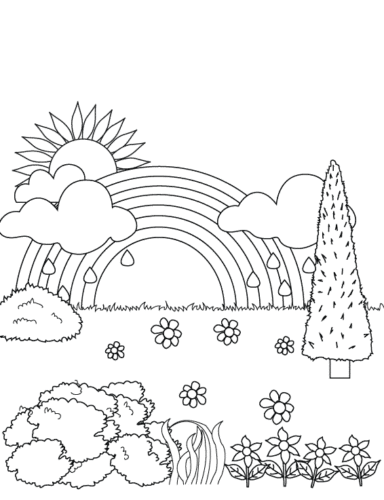 Coloring page of rainbow