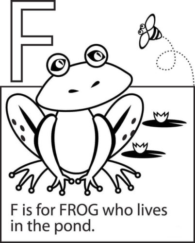 For is for frog coloring page