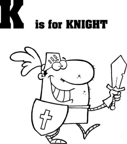 K is for Knight coloring page