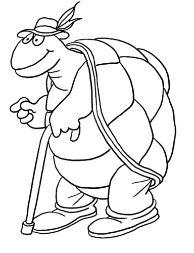 Old turtle coloring page