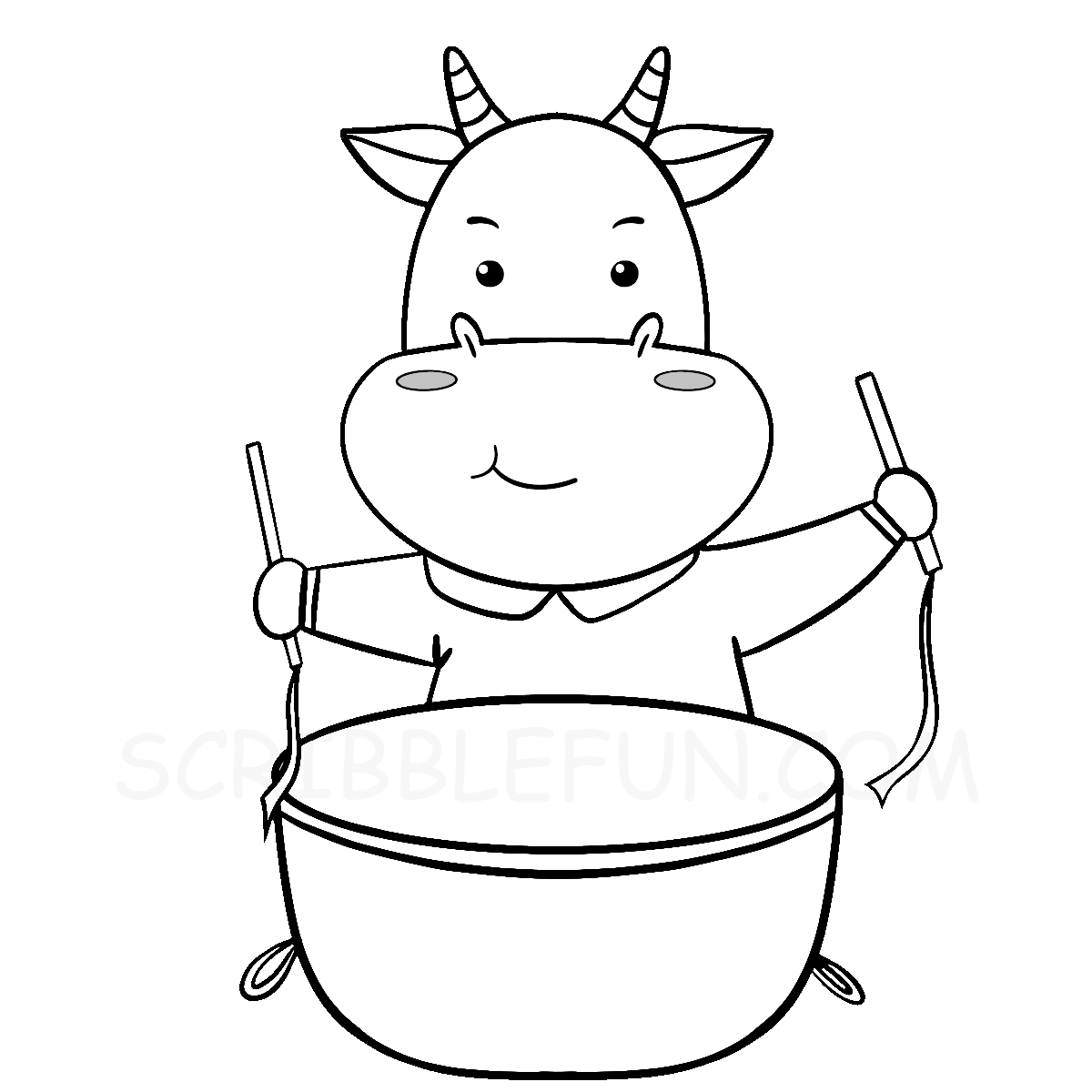 Ox playing a drum